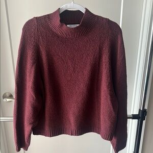 Old Navy Red Cowl Neck Sweater with Ribbed Texture